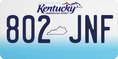 KY license plate 802JNF