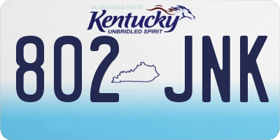 KY license plate 802JNK