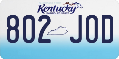 KY license plate 802JOD