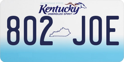 KY license plate 802JOE
