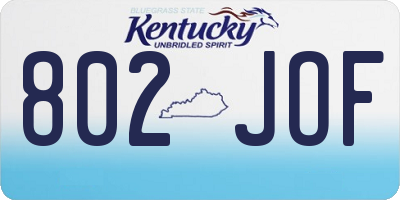 KY license plate 802JOF