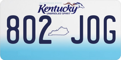 KY license plate 802JOG