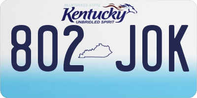 KY license plate 802JOK
