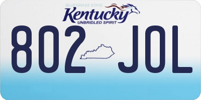 KY license plate 802JOL