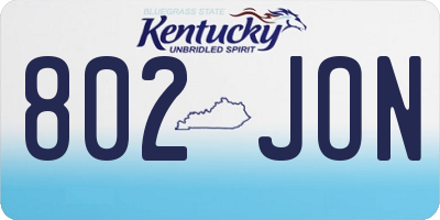 KY license plate 802JON