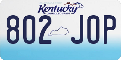KY license plate 802JOP