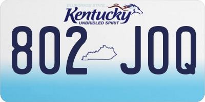 KY license plate 802JOQ