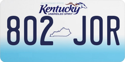 KY license plate 802JOR