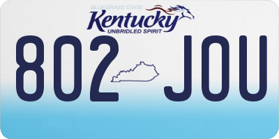 KY license plate 802JOU