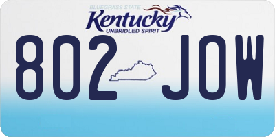 KY license plate 802JOW