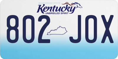 KY license plate 802JOX
