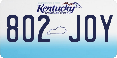 KY license plate 802JOY