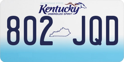 KY license plate 802JQD