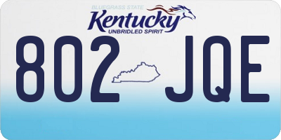 KY license plate 802JQE