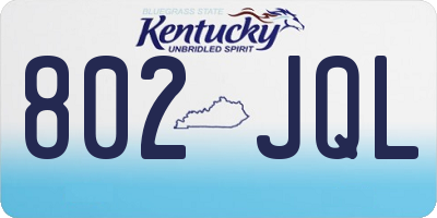 KY license plate 802JQL