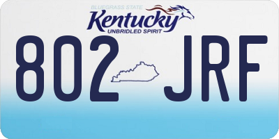 KY license plate 802JRF