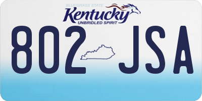 KY license plate 802JSA