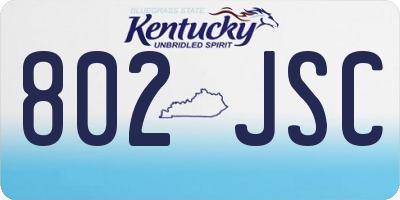KY license plate 802JSC