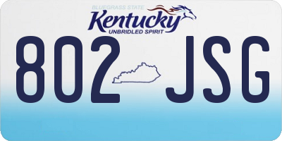 KY license plate 802JSG