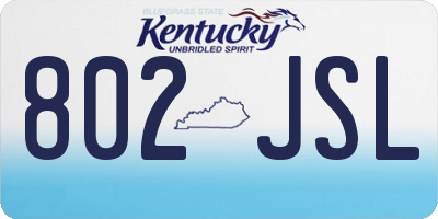 KY license plate 802JSL