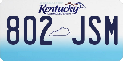 KY license plate 802JSM