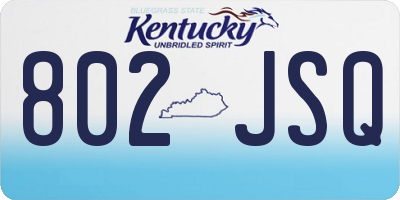 KY license plate 802JSQ