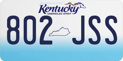 KY license plate 802JSS