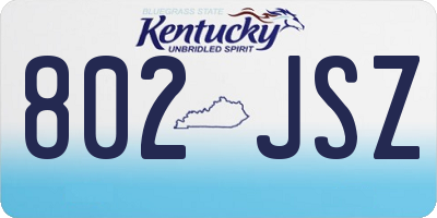 KY license plate 802JSZ