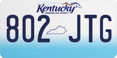 KY license plate 802JTG