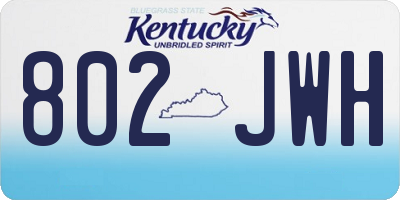 KY license plate 802JWH
