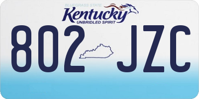 KY license plate 802JZC