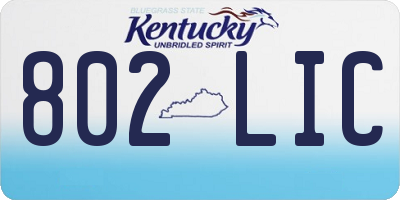 KY license plate 802LIC