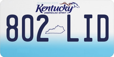 KY license plate 802LID