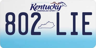KY license plate 802LIE