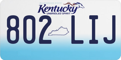 KY license plate 802LIJ