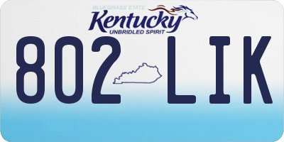 KY license plate 802LIK