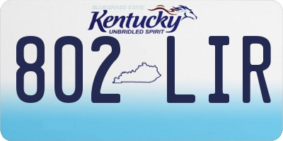 KY license plate 802LIR