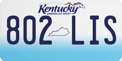 KY license plate 802LIS