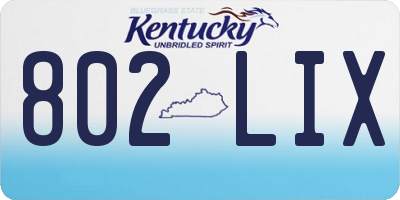 KY license plate 802LIX