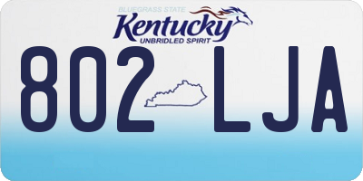 KY license plate 802LJA