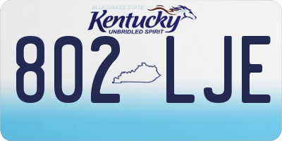 KY license plate 802LJE