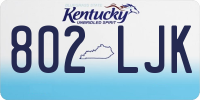 KY license plate 802LJK