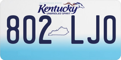 KY license plate 802LJO
