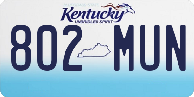 KY license plate 802MUN