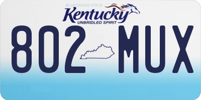 KY license plate 802MUX