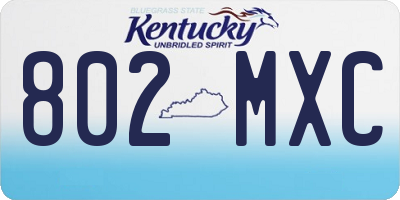 KY license plate 802MXC