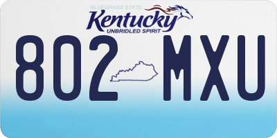 KY license plate 802MXU