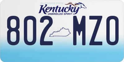 KY license plate 802MZO