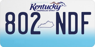 KY license plate 802NDF