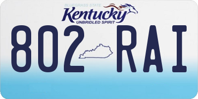KY license plate 802RAI